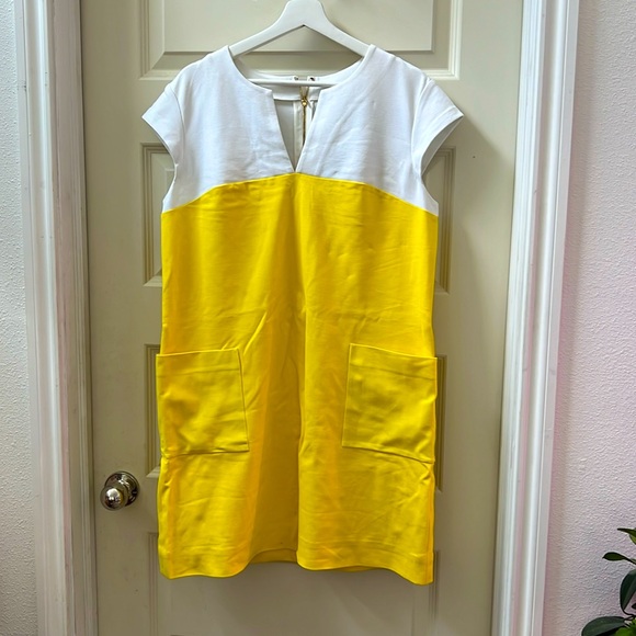 Kate spade ♠️ color black shift dress yellow Large - Picture 1 of 3